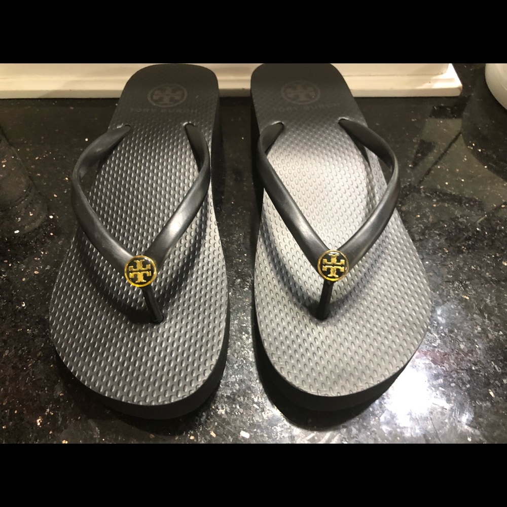 Tory Burch wedge flip flops